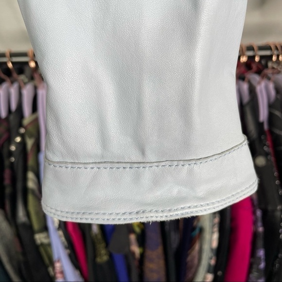 C’est Fini Pastel Powder Blue Leather Moto Jacket - Picture 7 of 9